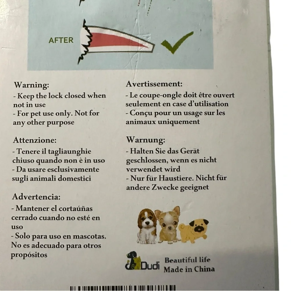 Dudi small pet dog or cat nail clippers‎ with file.